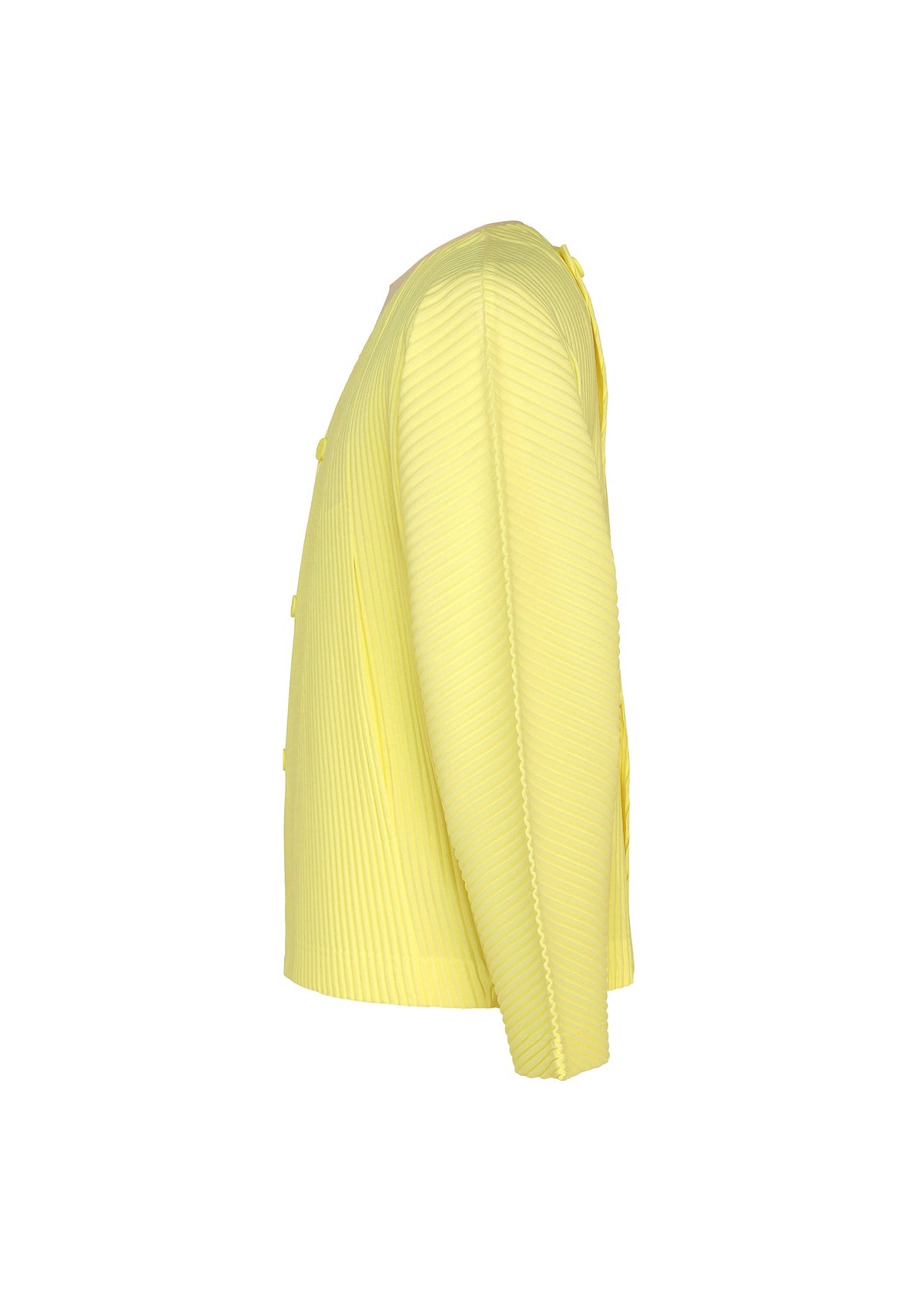 A detail shot of the HOMME PLISSÉ ISSEY MIYAKE SLASH jacket.