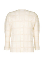 A product shot of the HOMME PLISSÉ ISSEY MIYAKE LACE GRID PLEATS jacket in white.