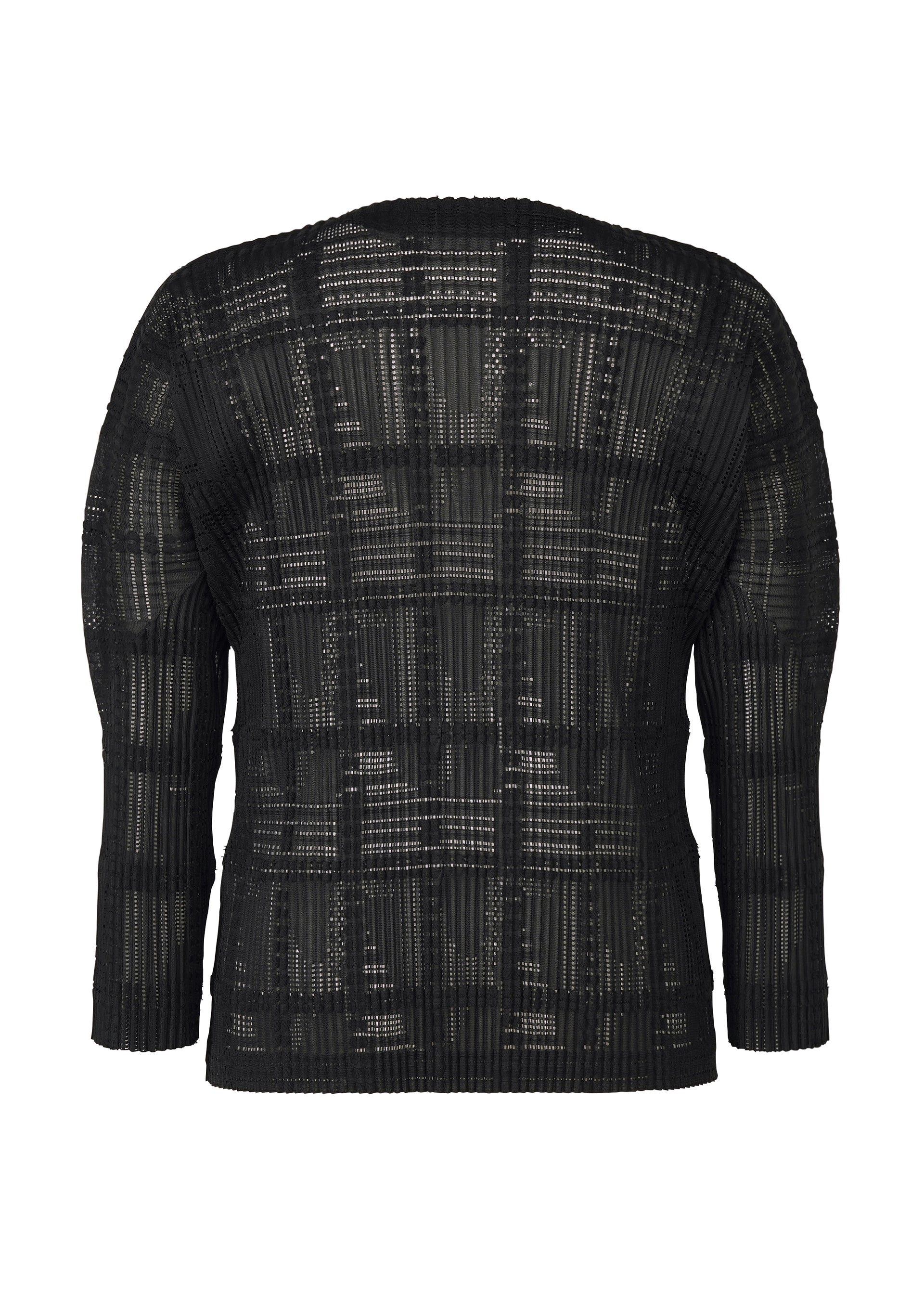 A detail shot of the HOMME PLISSÉ ISSEY MIYAKE LACE GRID PLEATS jacket.