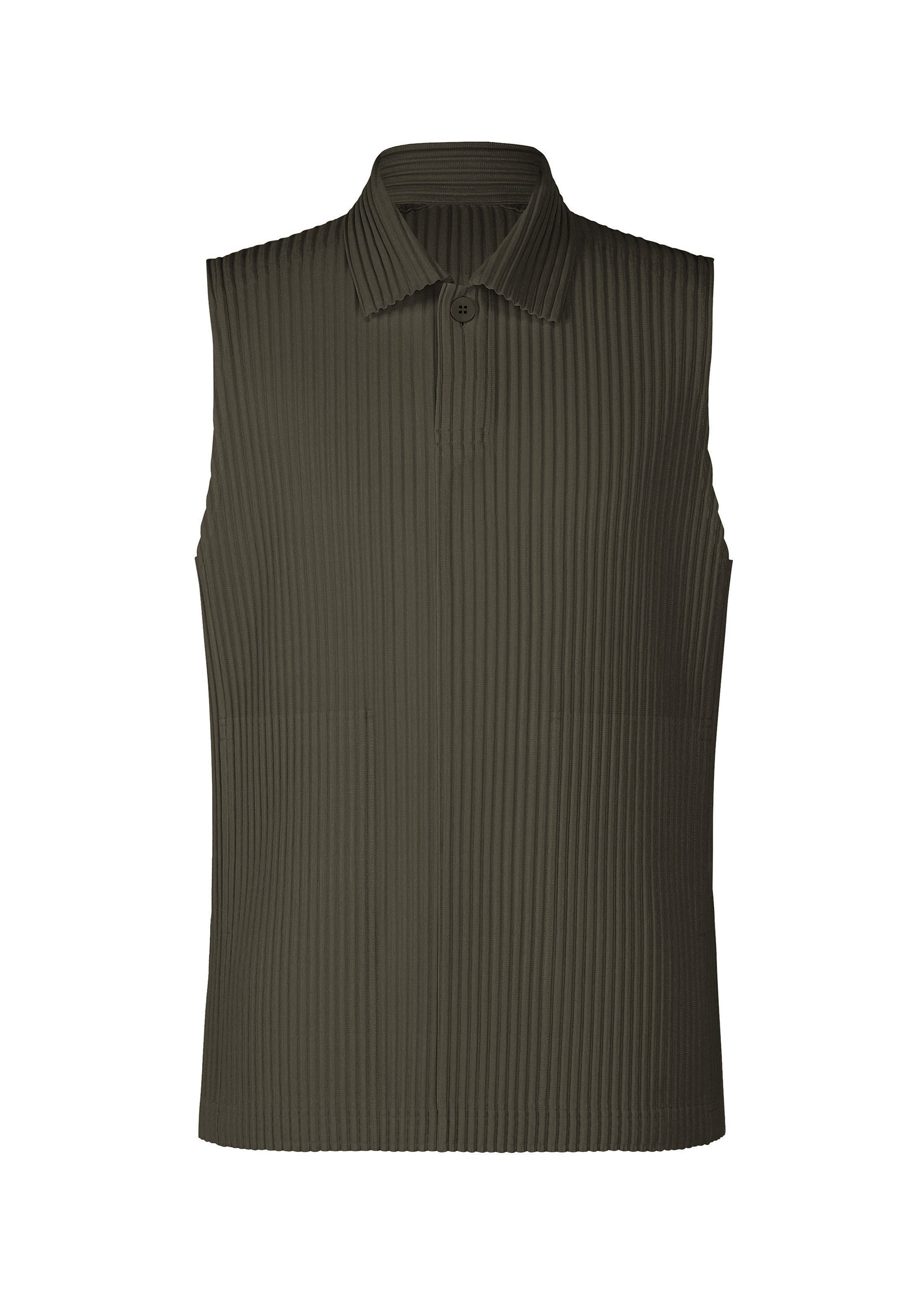 A product shot of the HOMME PLISSÉ ISSEY MIYAKE MONTHLY COLORS : JULY shirt in shade grayish brown.