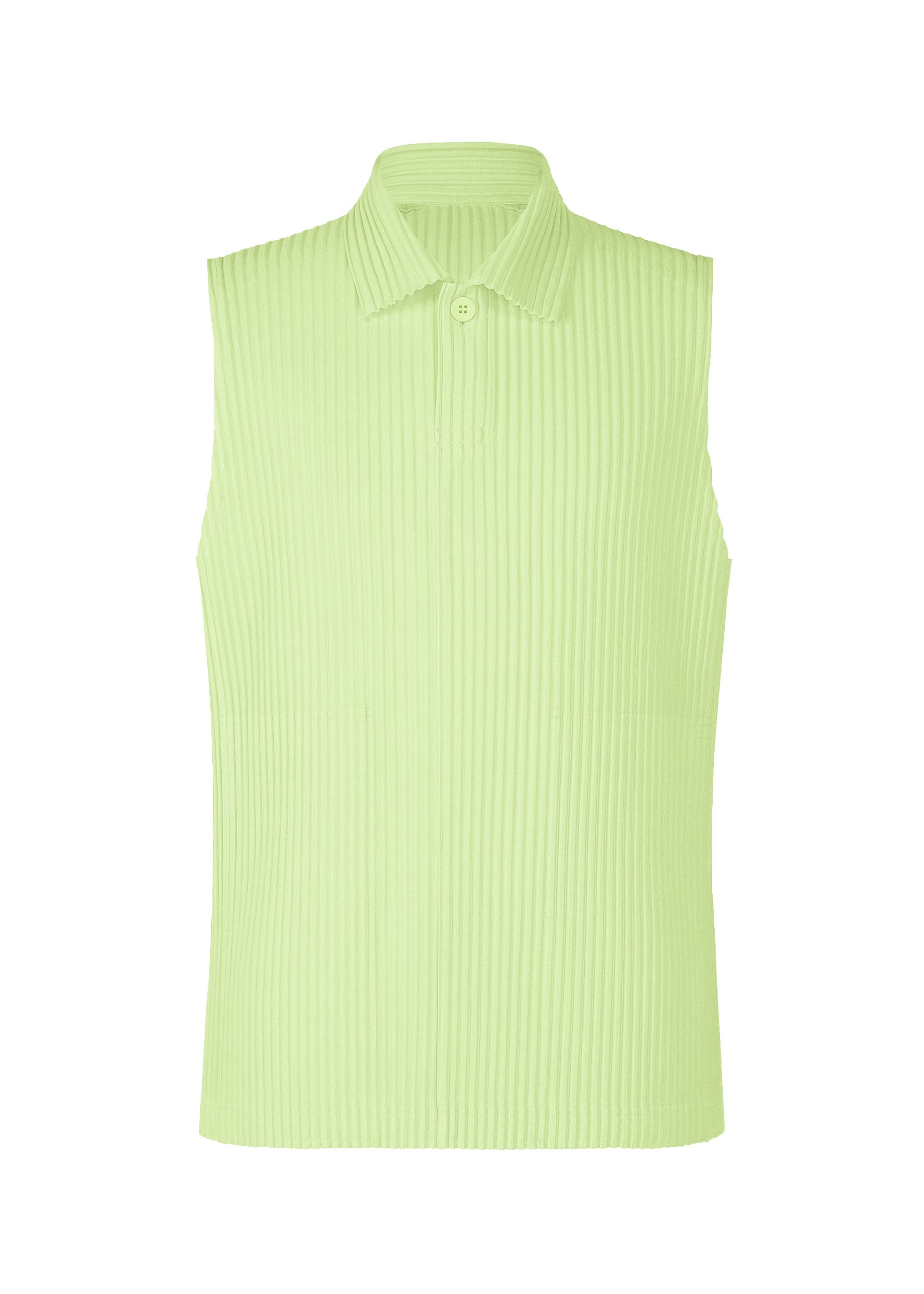 A product shot of the HOMME PLISSÉ ISSEY MIYAKE MONTHLY COLORS : JULY shirt in shine green.