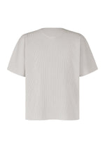 A product shot of the HOMME PLISSÉ ISSEY MIYAKE BASIC KNIT top in light gray.