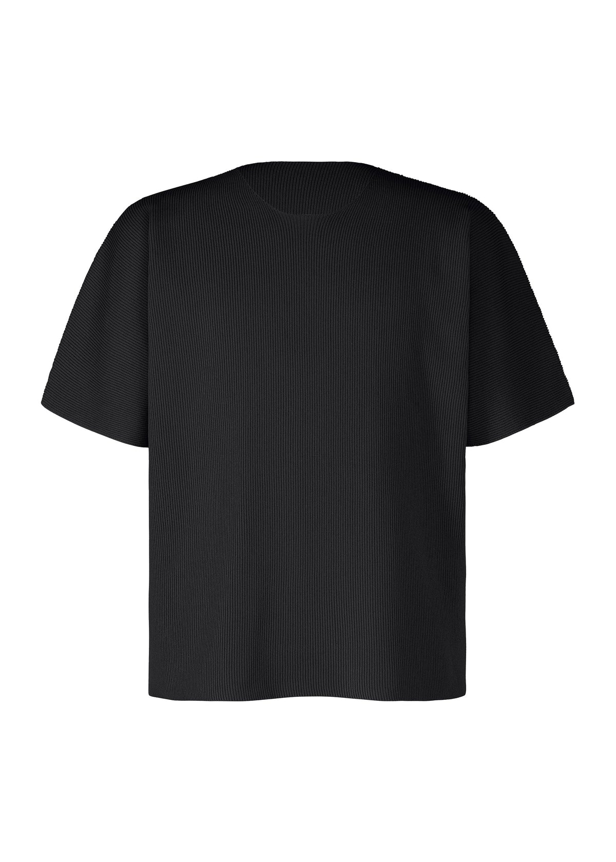 A product shot of the HOMME PLISSÉ ISSEY MIYAKE BASIC KNIT top in black.