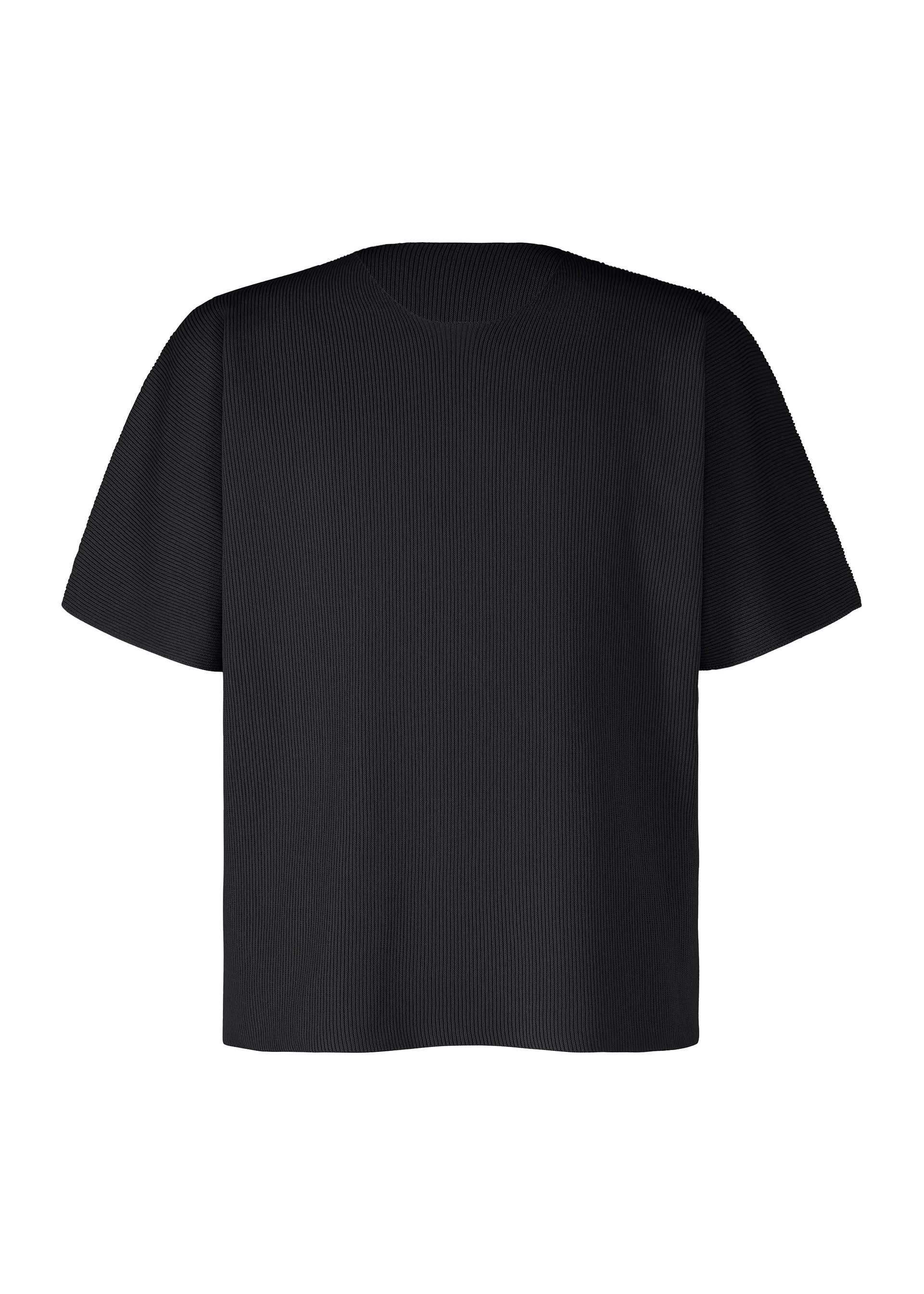 A product shot of the HOMME PLISSÉ ISSEY MIYAKE BASIC KNIT top in black.