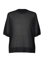 A product shot of the HOMME PLISSÉ ISSEY MIYAKE WASHI FRAMEWORK-T top in black.