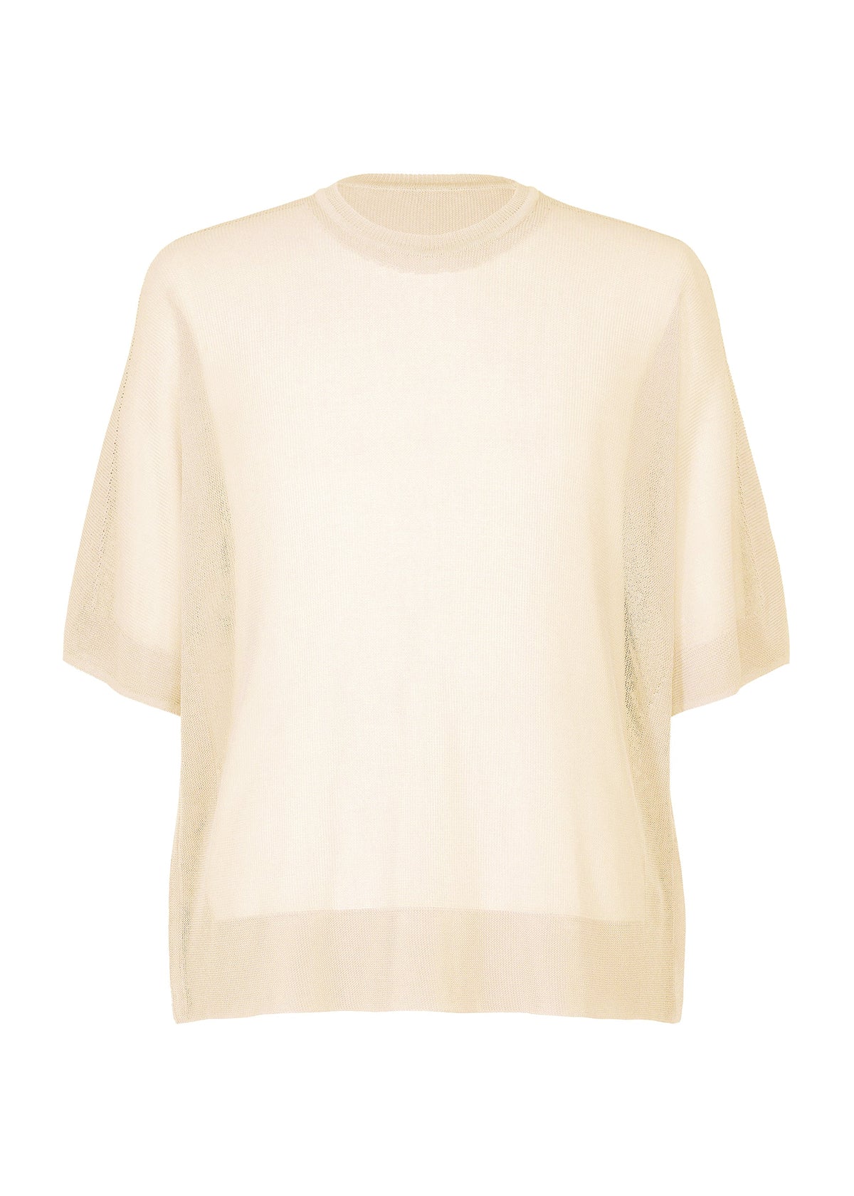 A product shot of the HOMME PLISSÉ ISSEY MIYAKE WASHI FRAMEWORK-T top in beige.