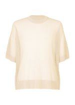A product shot of the HOMME PLISSÉ ISSEY MIYAKE WASHI FRAMEWORK-T top in beige.