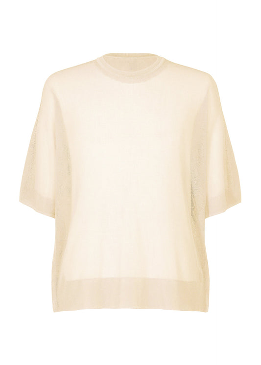 A product shot of the HOMME PLISSÉ ISSEY MIYAKE WASHI FRAMEWORK-T top in beige.