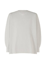 A product shot of the HOMME PLISSÉ ISSEY MIYAKE BASIC KNIT top in light gray.