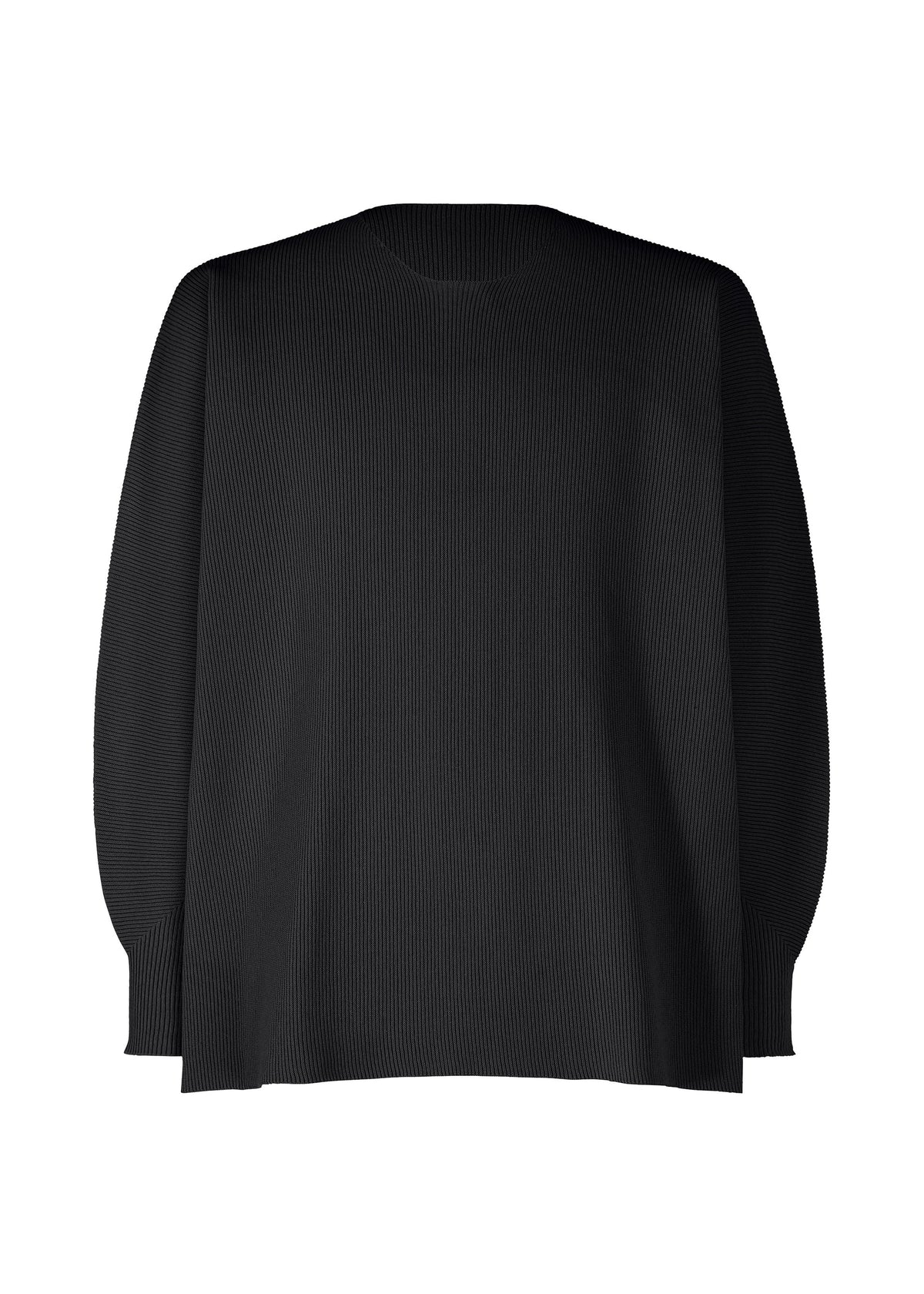 A product shot of the HOMME PLISSÉ ISSEY MIYAKE BASIC KNIT top in black.