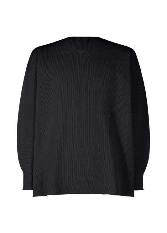 A product shot of the HOMME PLISSÉ ISSEY MIYAKE BASIC KNIT top in black.