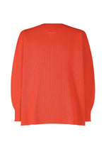 A product shot of the HOMME PLISSÉ ISSEY MIYAKE BASIC KNIT top in red.