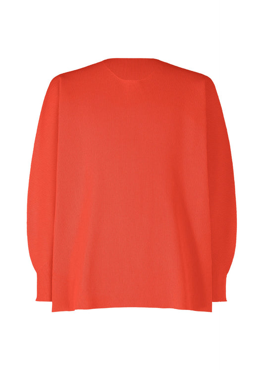 A product shot of the HOMME PLISSÉ ISSEY MIYAKE BASIC KNIT top in red.