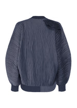 A detail shot of the HOMME PLISSÉ ISSEY MIYAKE IN THE SHADOW KNIT cardigan.