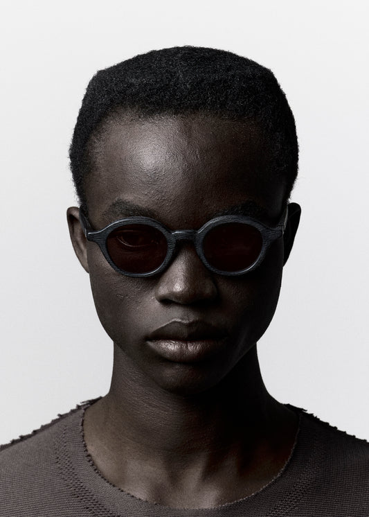 WOOD-ROUND Glasses Dark Brown