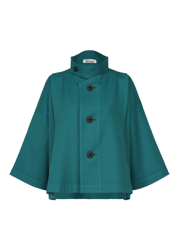 A product shot of the 132 5. ISSEY MIYAKE WOOL LIKE FLAT TUCK jacket in dark turquoise (74).