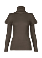 A product shot of the 132 5. ISSEY MIYAKE  FLAT RIB KNIT top in charcoal brown (49)