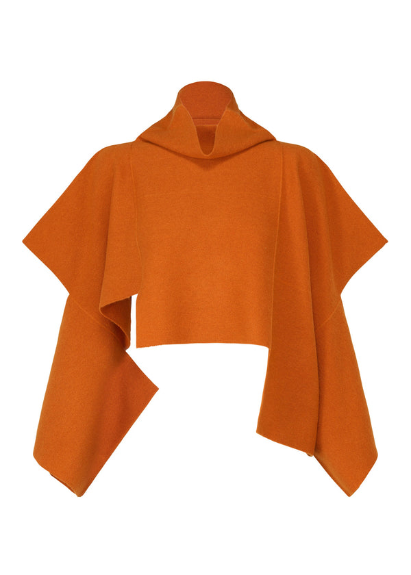 A product shot of the 132 5. ISSEY MIYAKE BRICK KNIT top in orange (32).