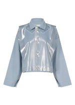 A product shot of the 132 5. ISSEY MIYAKE TUCKED FOIL jacket in light blue (71).