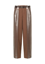 A product shot of the 132 5. ISSEY MIYAKE TUCKED FOIL trousers in brown (44).