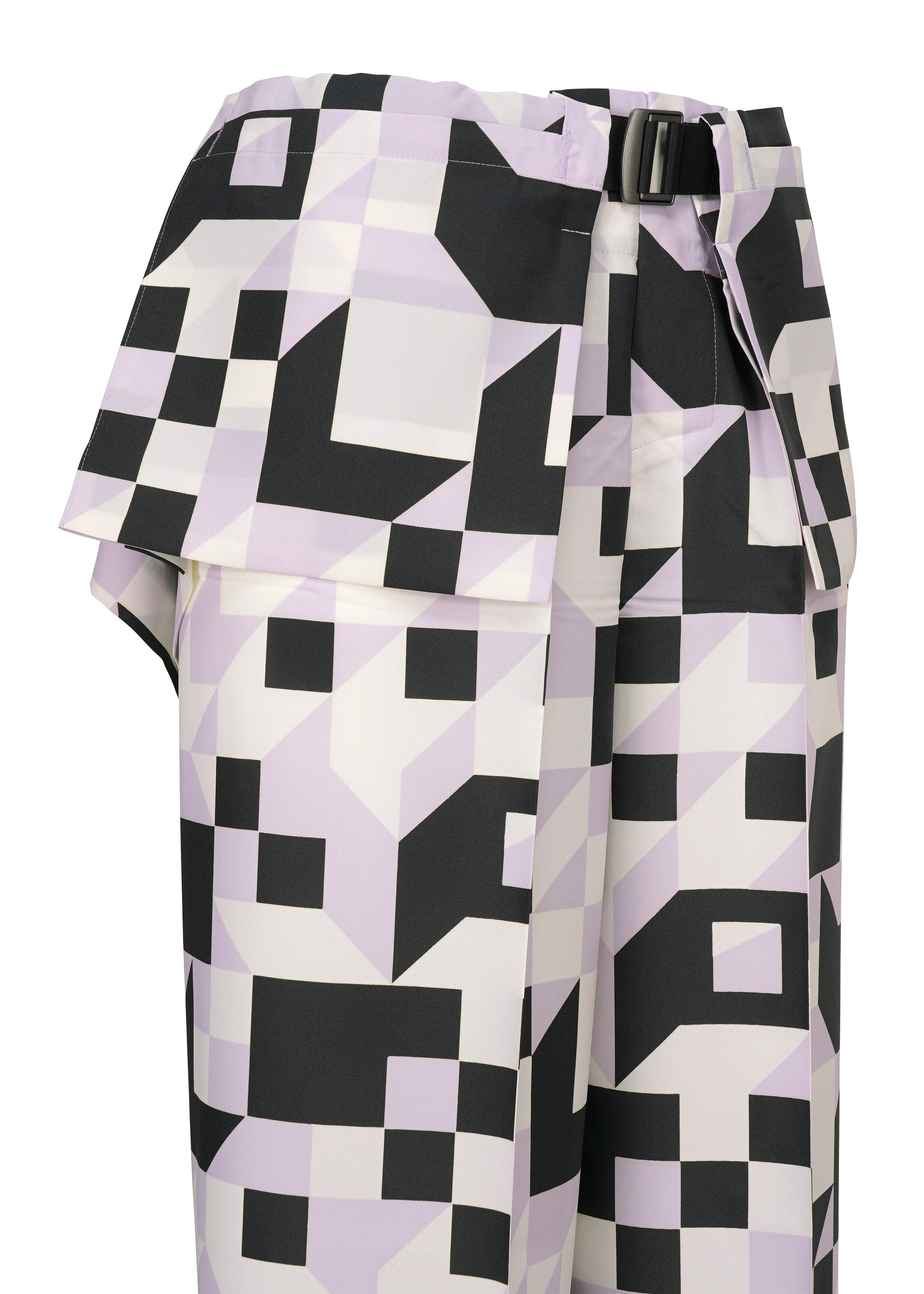 A detail shot of the 132 5. ISSEY MIYAKE BOX COMPOSITION trousers.