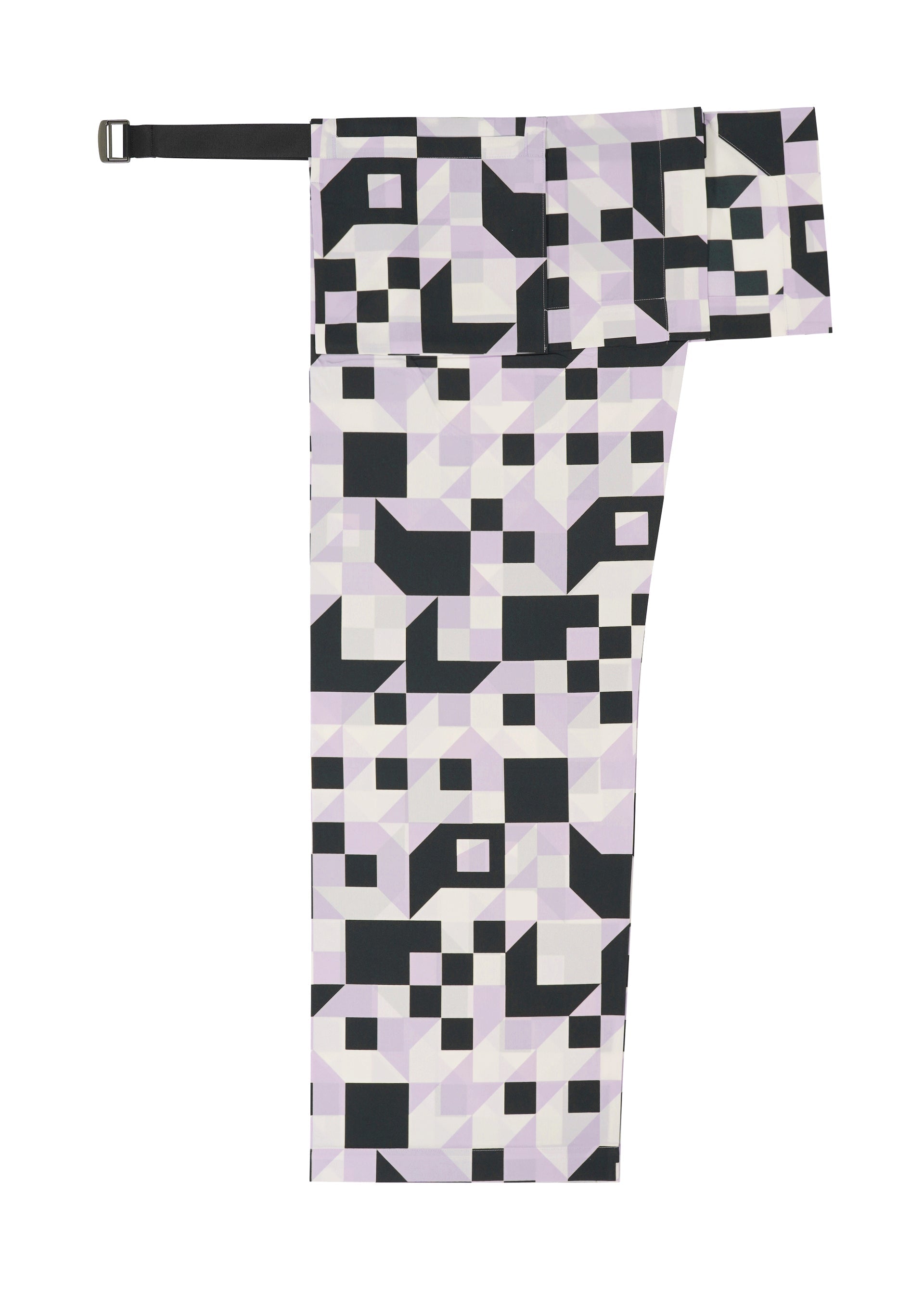 A detail shot of the 132 5. ISSEY MIYAKE BOX COMPOSITION trousers.