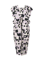 A product shot of the 132 5. ISSEY MIYAKE BOX COMPOSITION dress in icy lilac (80).