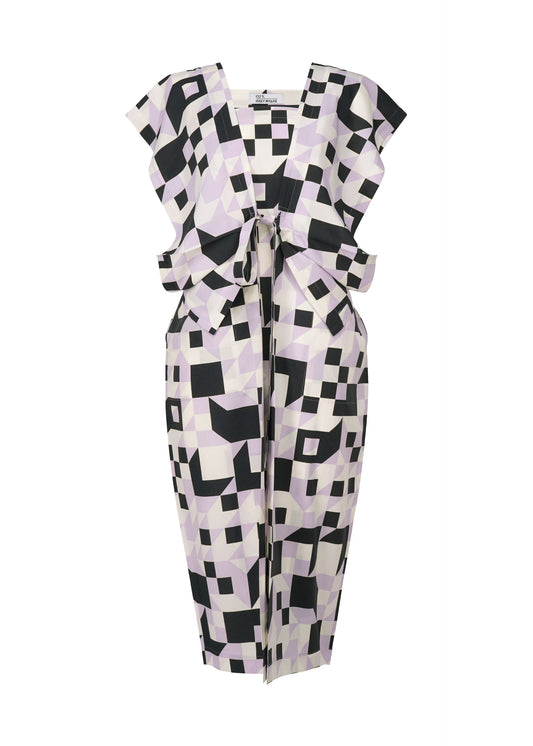 A product shot of the 132 5. ISSEY MIYAKE BOX COMPOSITION dress in icy lilac (80).