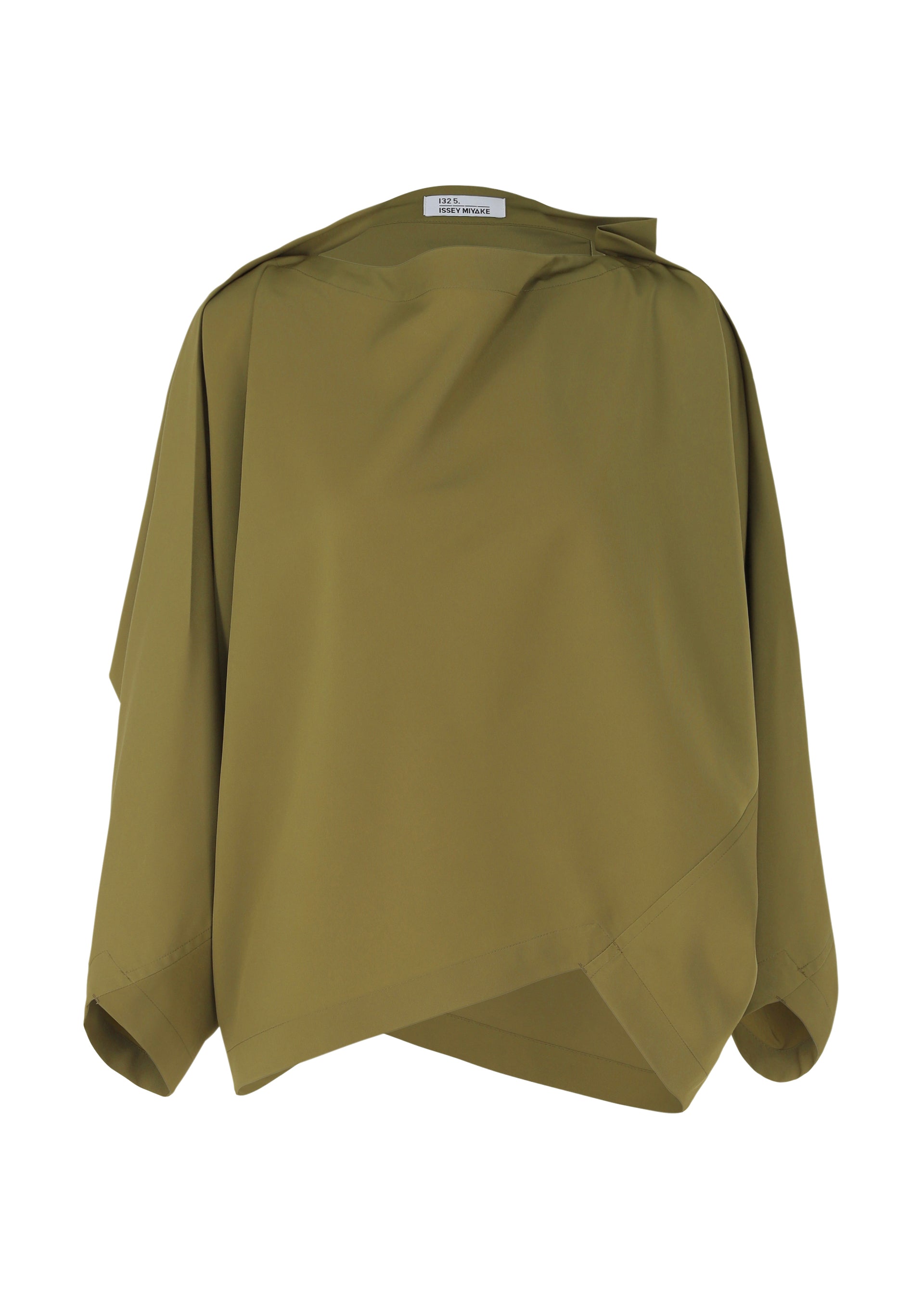 A product shot of the 132 5. ISSEY MIYAKE PARALLEL WRAP shirt in khaki (65).