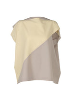 A product shot of the 132 5. ISSEY MIYAKE FLAT T BI COLOR shirt in cream x greige (07).
