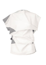 A product shot of the 132 5. ISSEY MIYAKE FOLD RAMIE PRINT shirt in white (01).