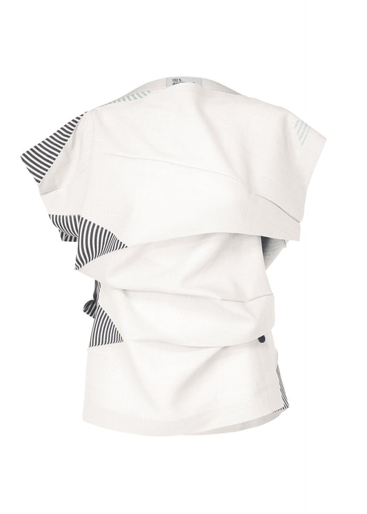 A product shot of the 132 5. ISSEY MIYAKE FOLD RAMIE PRINT shirt in white (01).