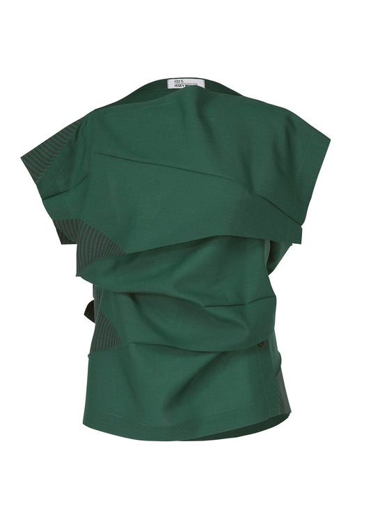 A product shot of the 132 5. ISSEY MIYAKE FOLD RAMIE PRINT shirt in viridian (61).