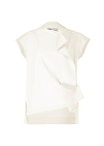 A product shot of the 132 5. ISSEY MIYAKE FLAT ONE TUCK T shirt in white (01).