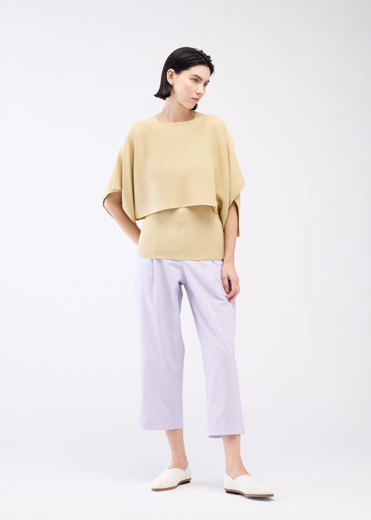 A model wears the 132 5. ISSEY MIYAKE FLAT RIB KNIT 2 top.