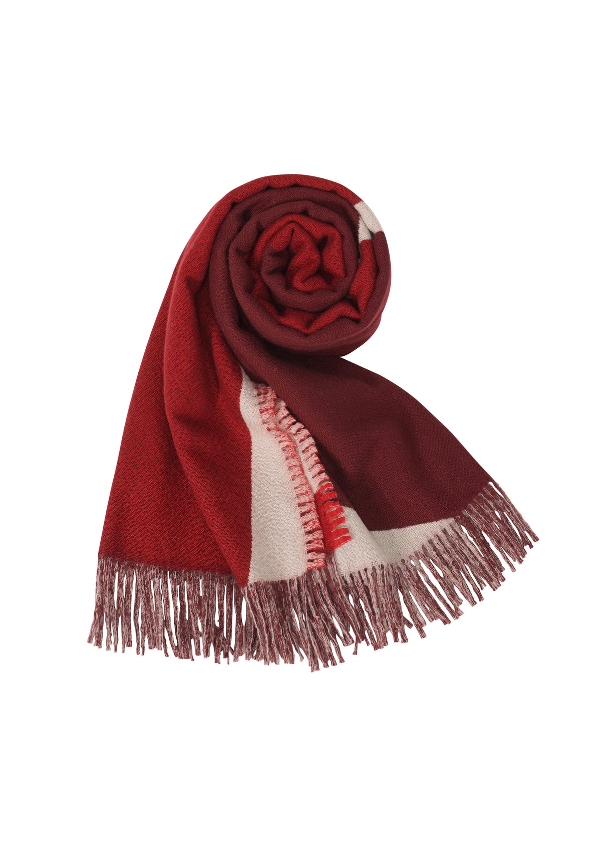 A product shot of the 132 5. ISSEY MIYAKE POSITIONS STOLE stole in red (24).