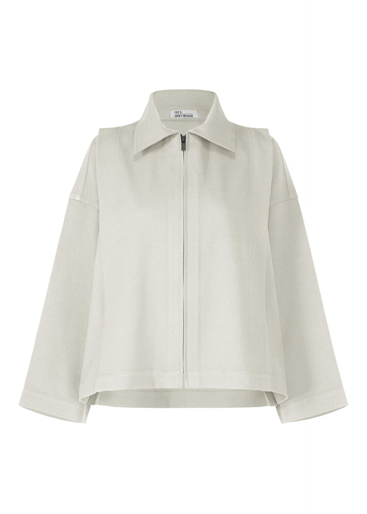 A product shot of the 132 5. ISSEY MIYAKE WOOL LIKE FLAT TUCK jacket in pearl white (03).