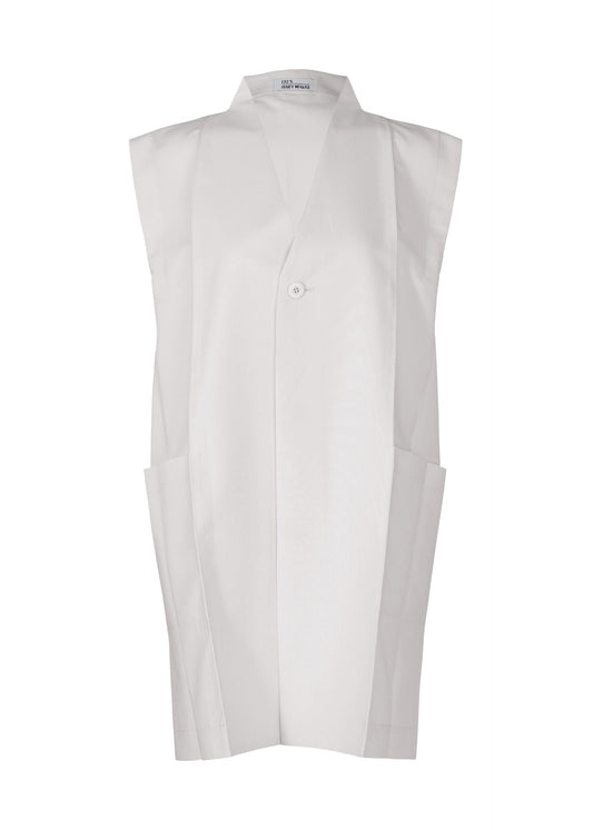 A product shot of the 132 5. ISSEY MIYAKE 132 5. FLAT 1 vest in smoke white (05).