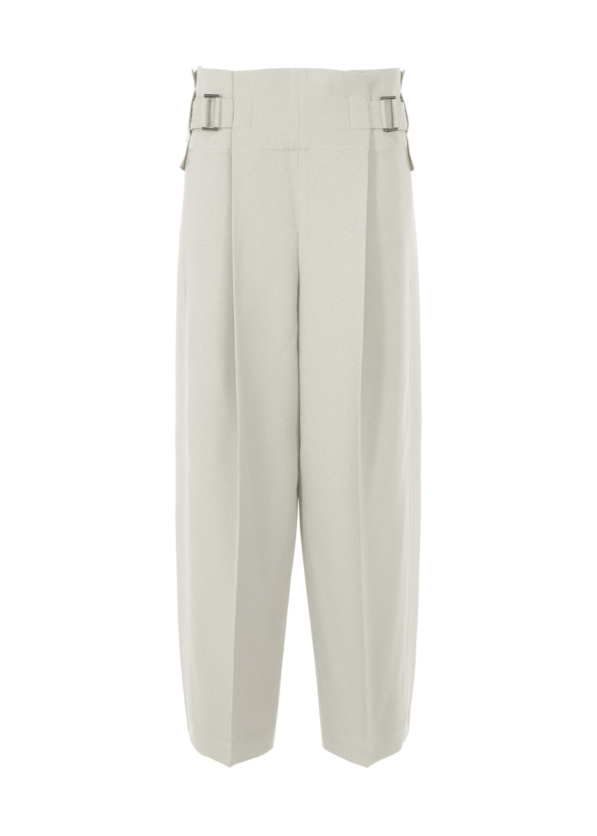 A product shot of the 132 5. ISSEY MIYAKE WOOL LIKE FLAT TUCK trousers in pearl white (03).
