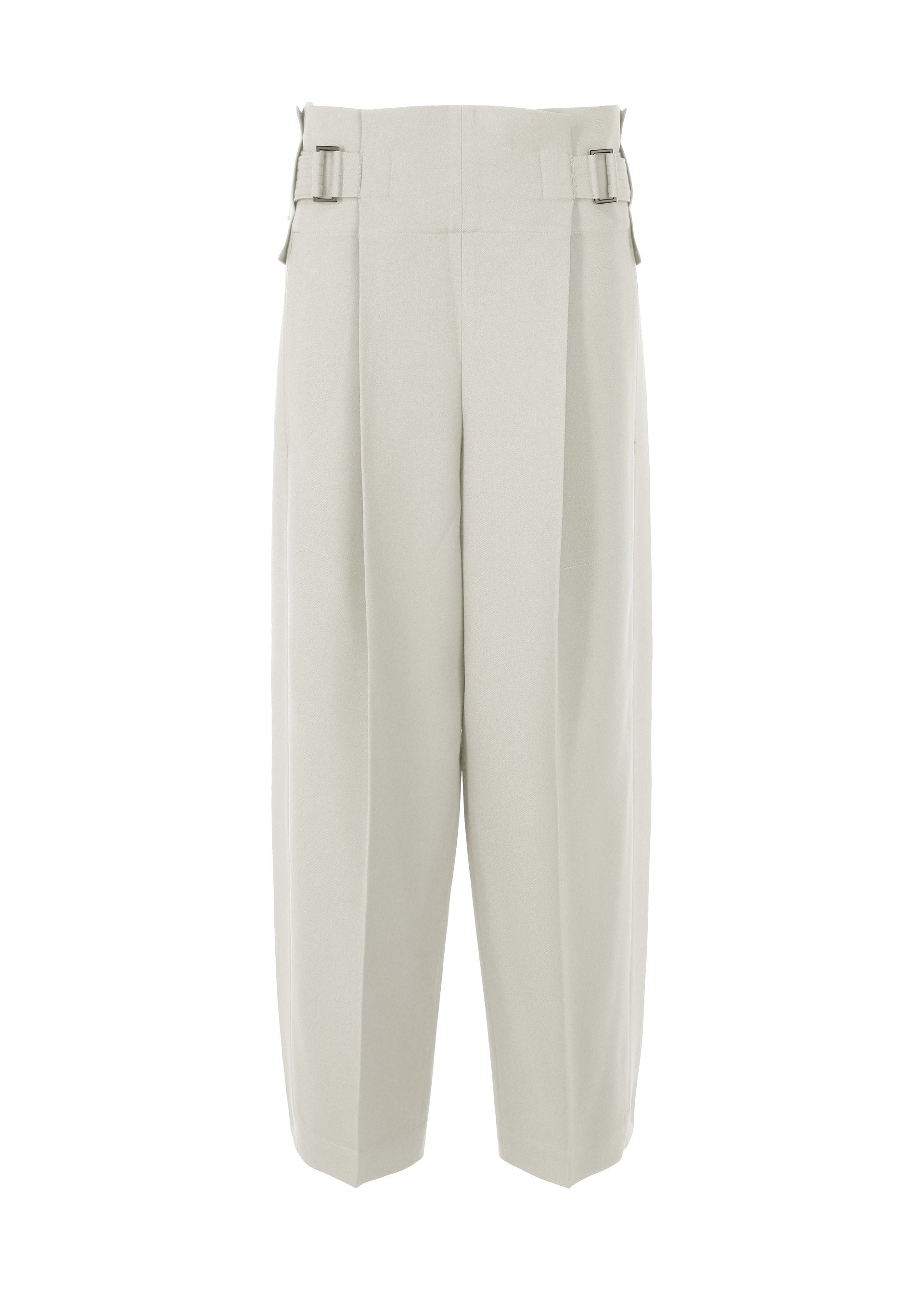 A product shot of the 132 5. ISSEY MIYAKE WOOL LIKE FLAT TUCK trousers in pearl white (03).