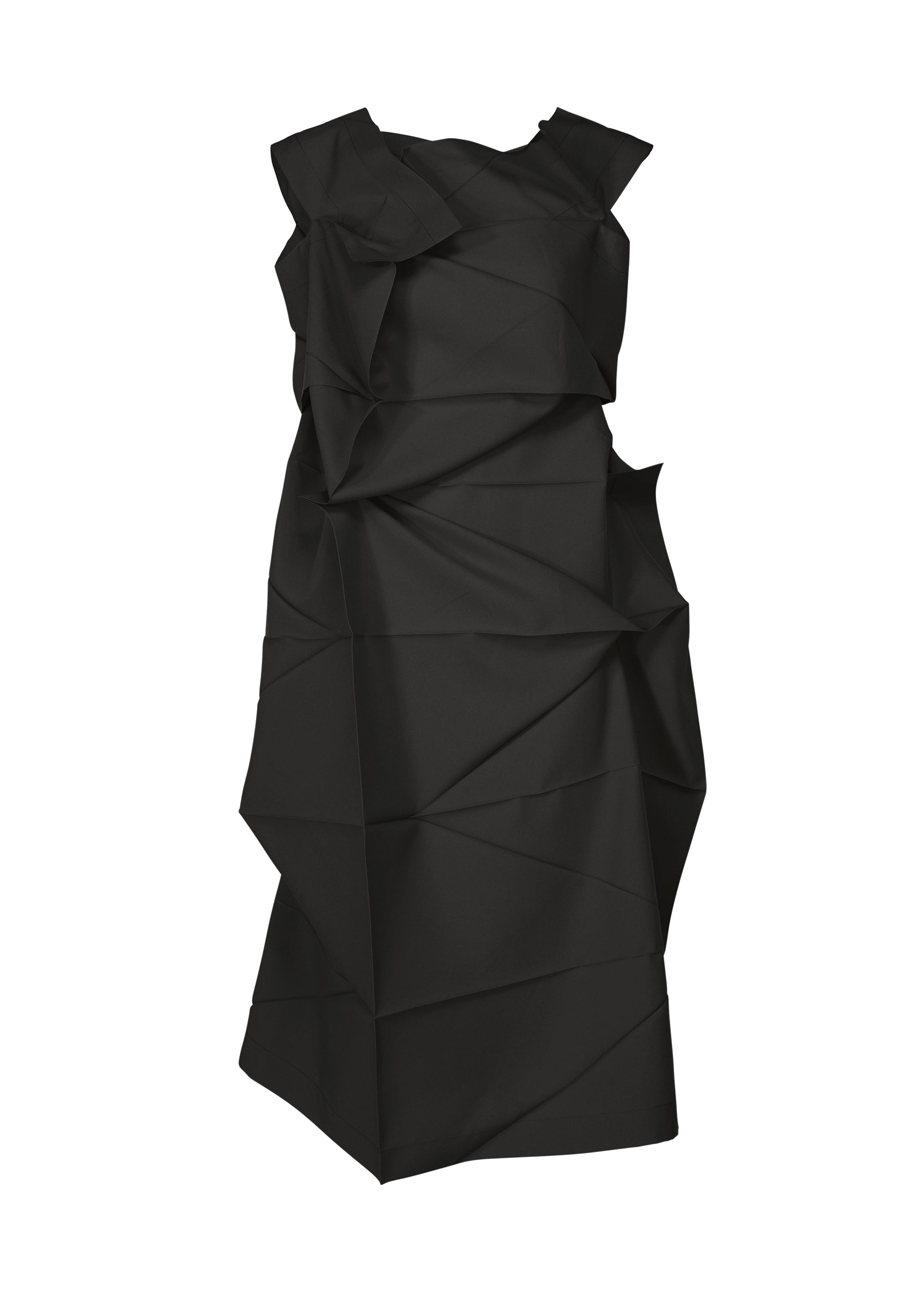 A product shot of the 132 5. ISSEY MIYAKE NO.2 dress in black.