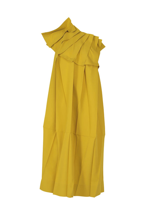 A product shot of the 132 5. ISSEY MIYAKE NO.3 dress in mustard (55).