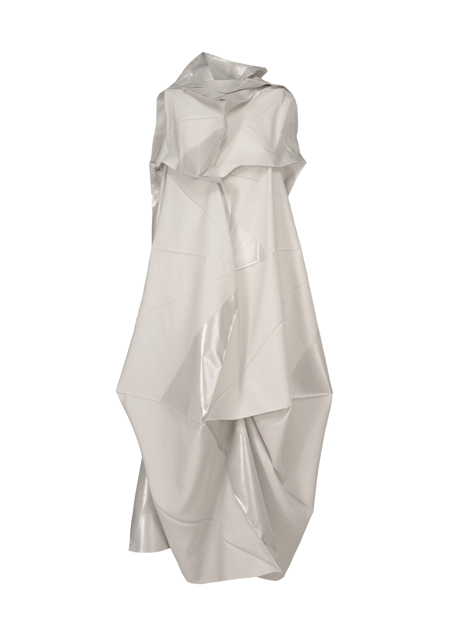 A product shot of the 132 5. ISSEY MIYAKE NO.16 FOIL dress in pearl white (03).