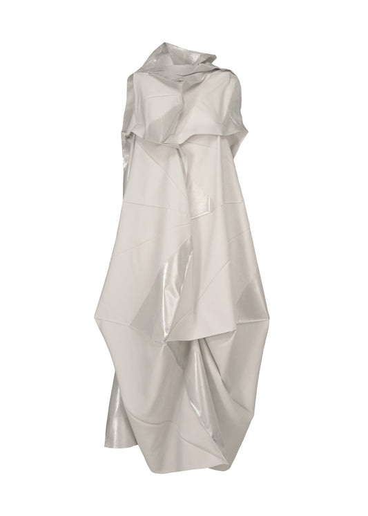 A product shot of the 132 5. ISSEY MIYAKE NO.16 FOIL dress in pearl white (03).