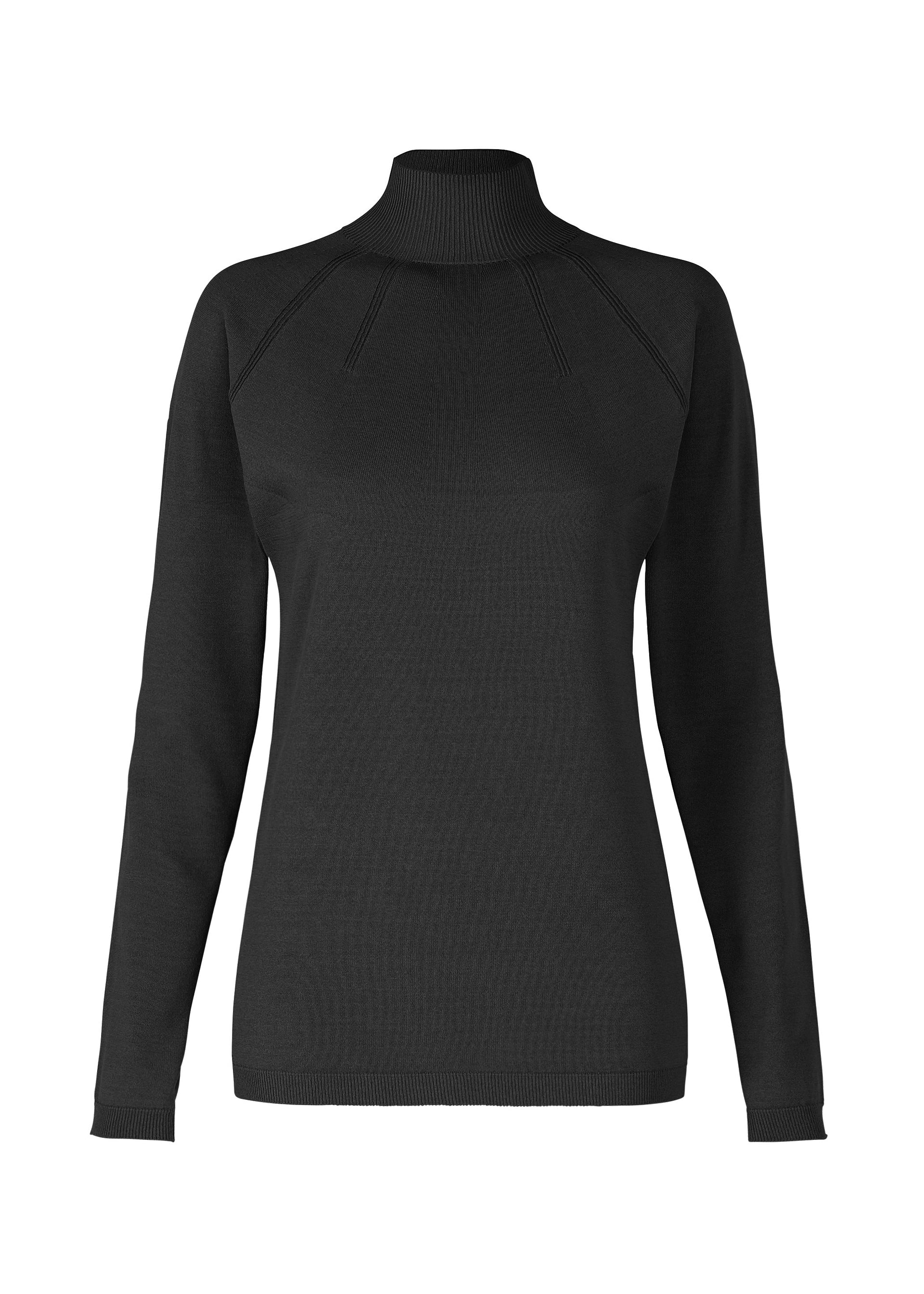 A product shot of the 132 5. ISSEY MIYAKE DARTED KNIT top in black.