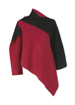 A product shot of the 132 5. ISSEY MIYAKE POSITIONED KNIT top in black x bordeaux (19).