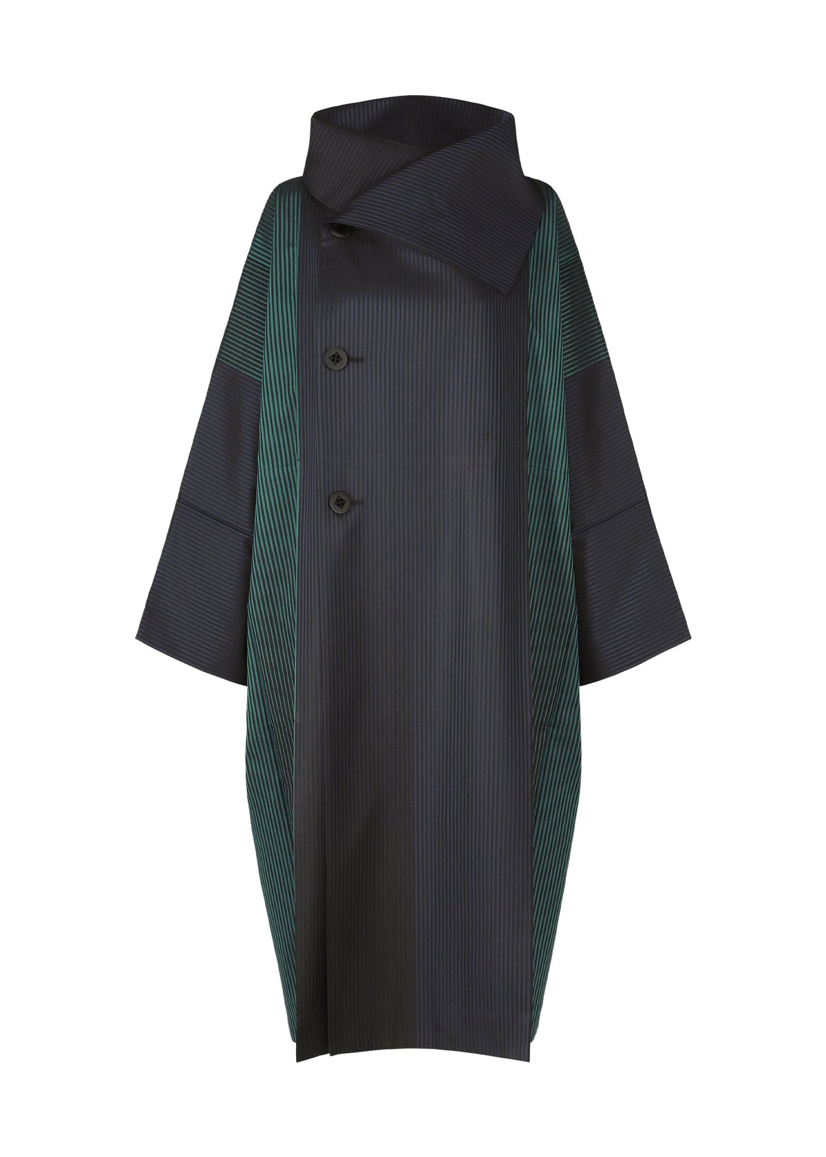 A product shot of the 132 5. ISSEY MIYAKE GRADATION COAT clothing in navy (75).