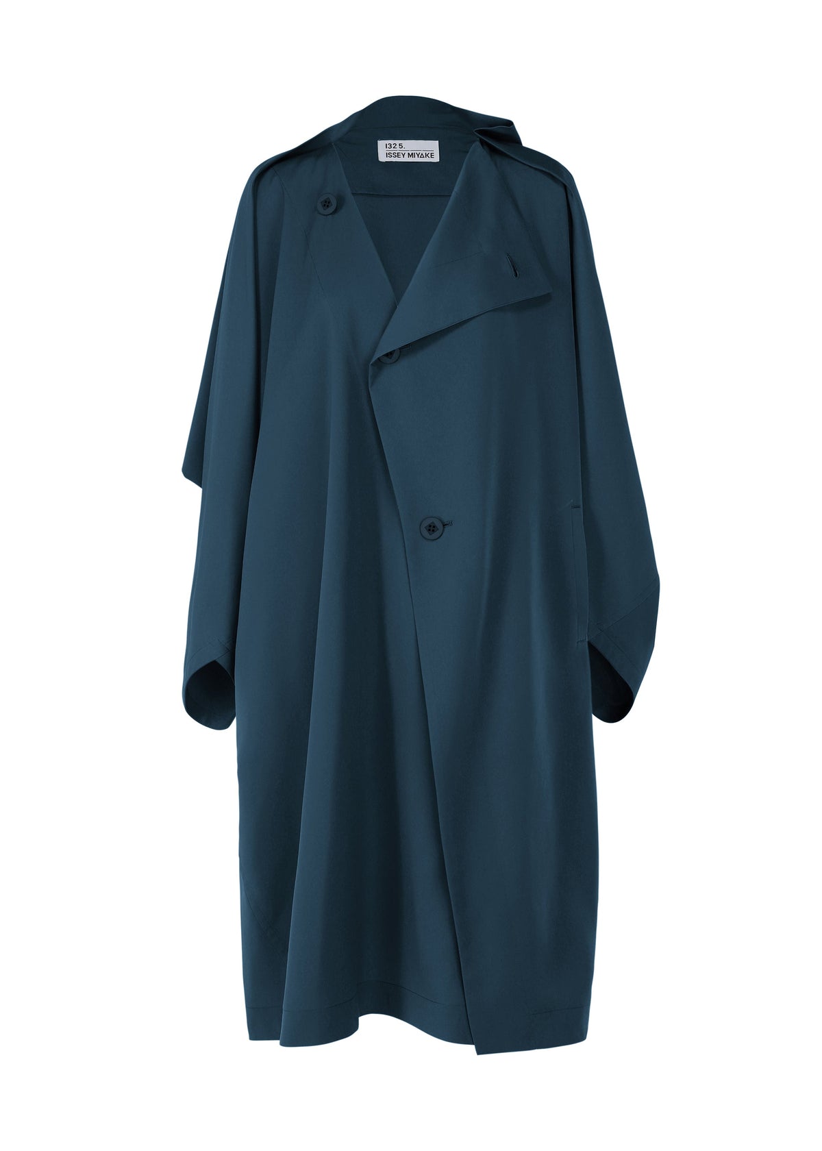 A product shot of the 132 5. ISSEY MIYAKE PARALLEL WRAP coat in navy (75).