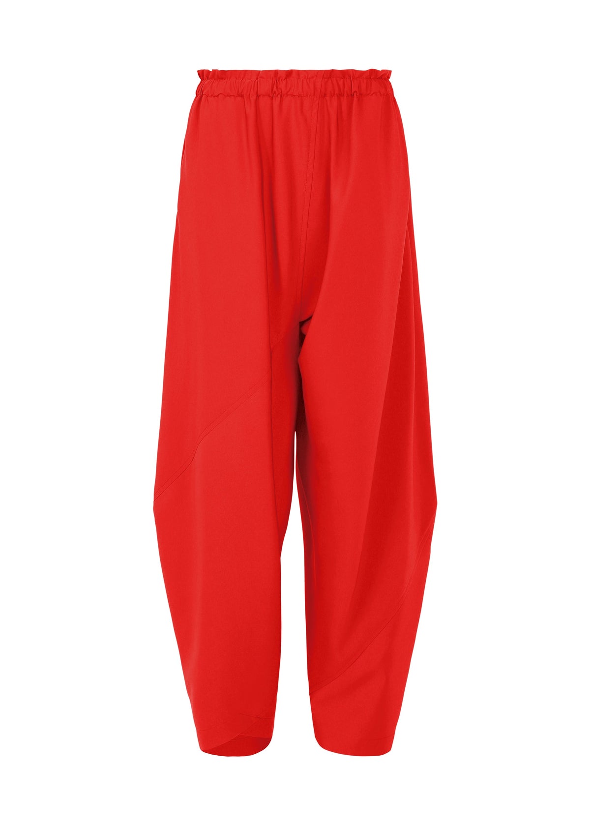 A product shot of the 132 5. ISSEY MIYAKE PARALLEL WRAP trousers in red (24).