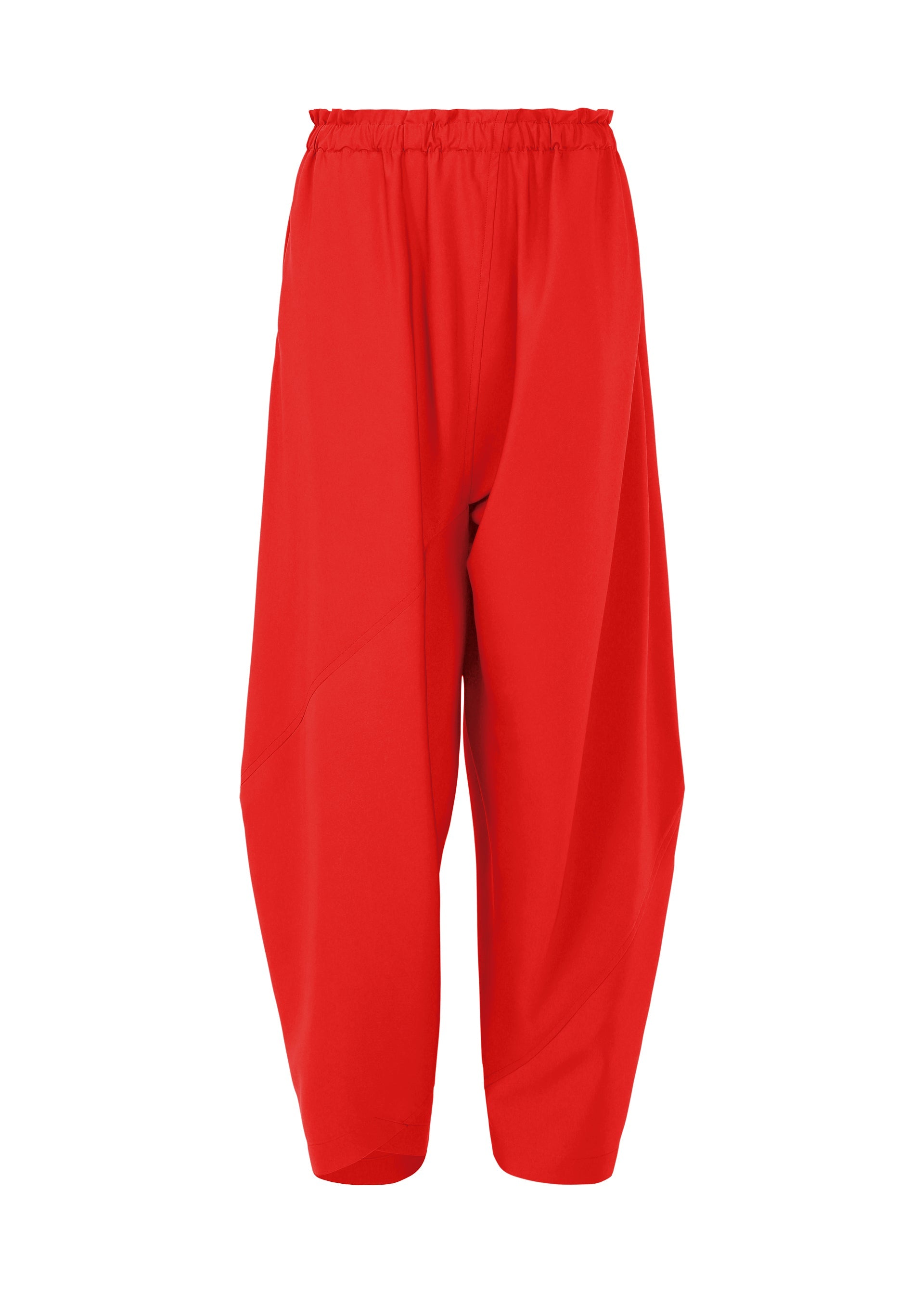 A product shot of the 132 5. ISSEY MIYAKE PARALLEL WRAP trousers in red (24).